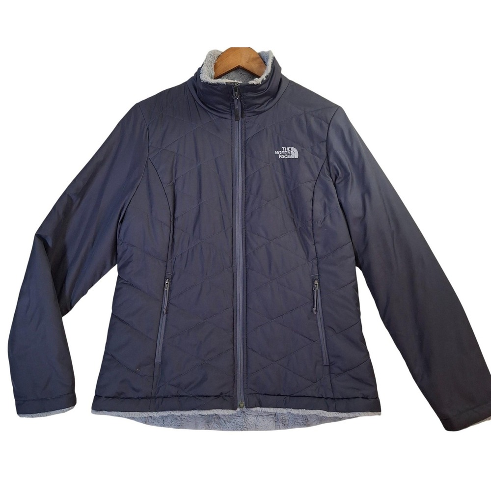 The North Face Mossbud Swirl Jacket Women's Medium Gray Quilted Fleece Lined